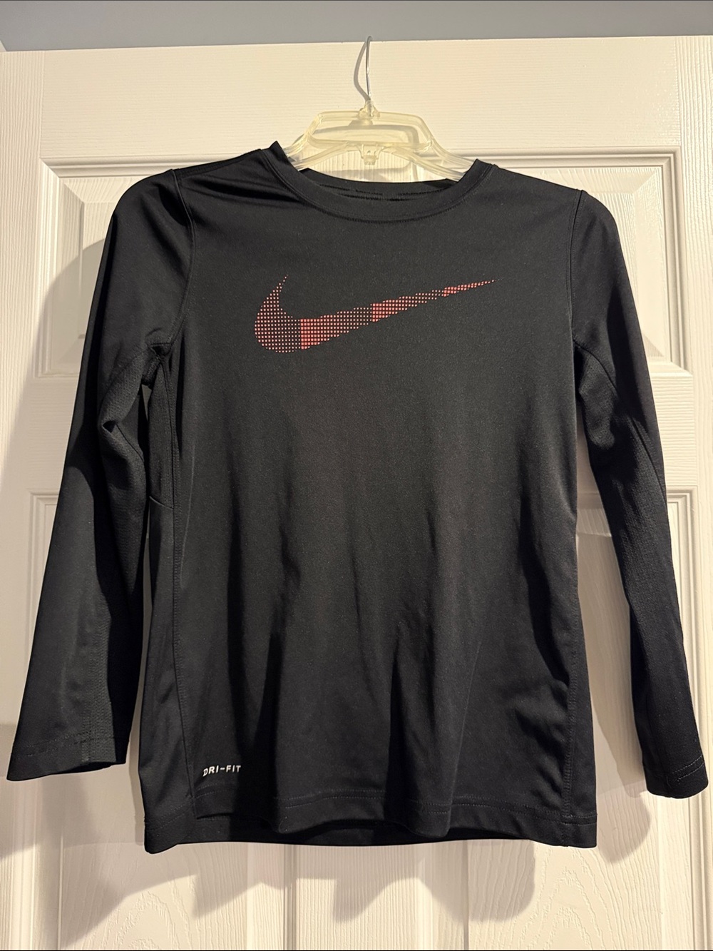 Nike Black Long-Sleeve Top with Red Swoosh